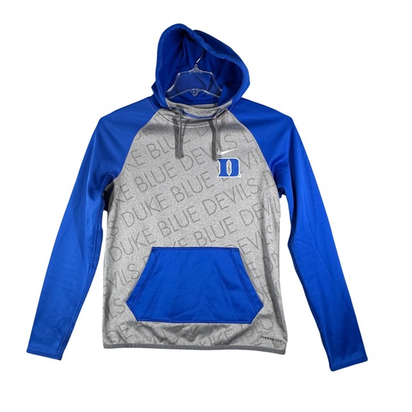 Nike Duke Blue Devils‎ Sweatshirt Therma-FIT Hoodie Pullover Gray Blue Size XS - Picture 1 of 12